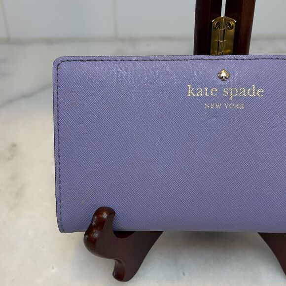 Kate Spade Cross Grain Leather Slim Sleek Snap & Zip Clutch Wallet - Picture 2 of 16